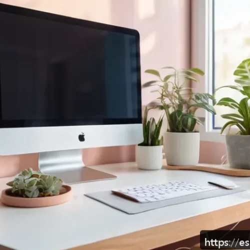 Home 27 플로우 상태 유도법을 실생활에 적용하기 - A modern, tidy home office bathed in natural sunlight streaming through a large window, featuring a ...